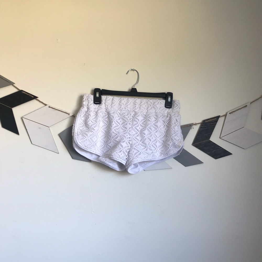 White lace shorts